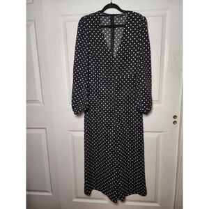 Women's Zara Woman Romper/ Jumpsuit Size XS Black Polka Dot Long Sleeve NWOT